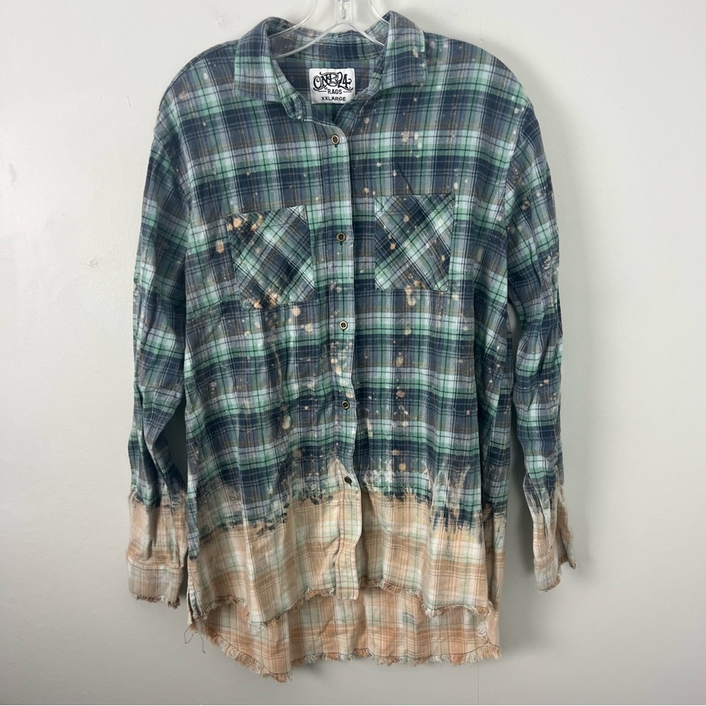 One 24 Rags Distressed Plaid Flannel Shirt